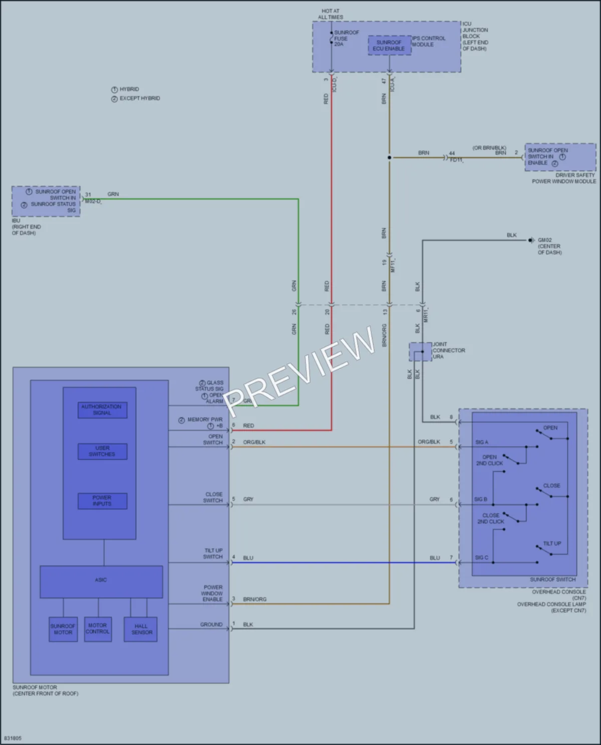2023 Hyundai Elantra Power Top Sunroof wiring diagram preview
