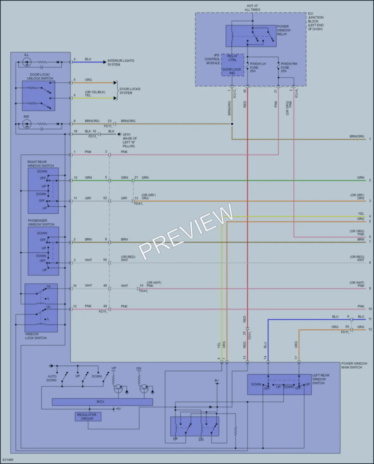 2023 Hyundai Elantra Power Windows wiring diagram preview
