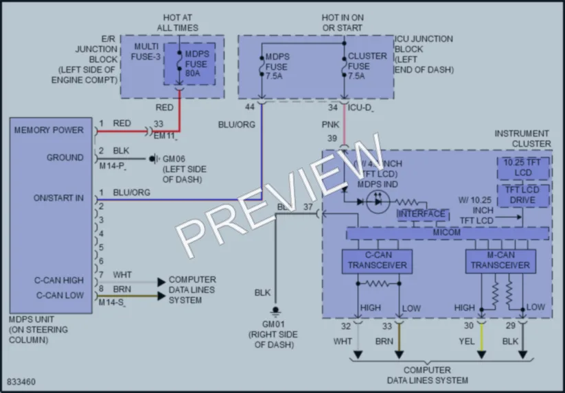 2023 Hyundai ElantraHybrid Electronic Power Steering wiring diagram preview