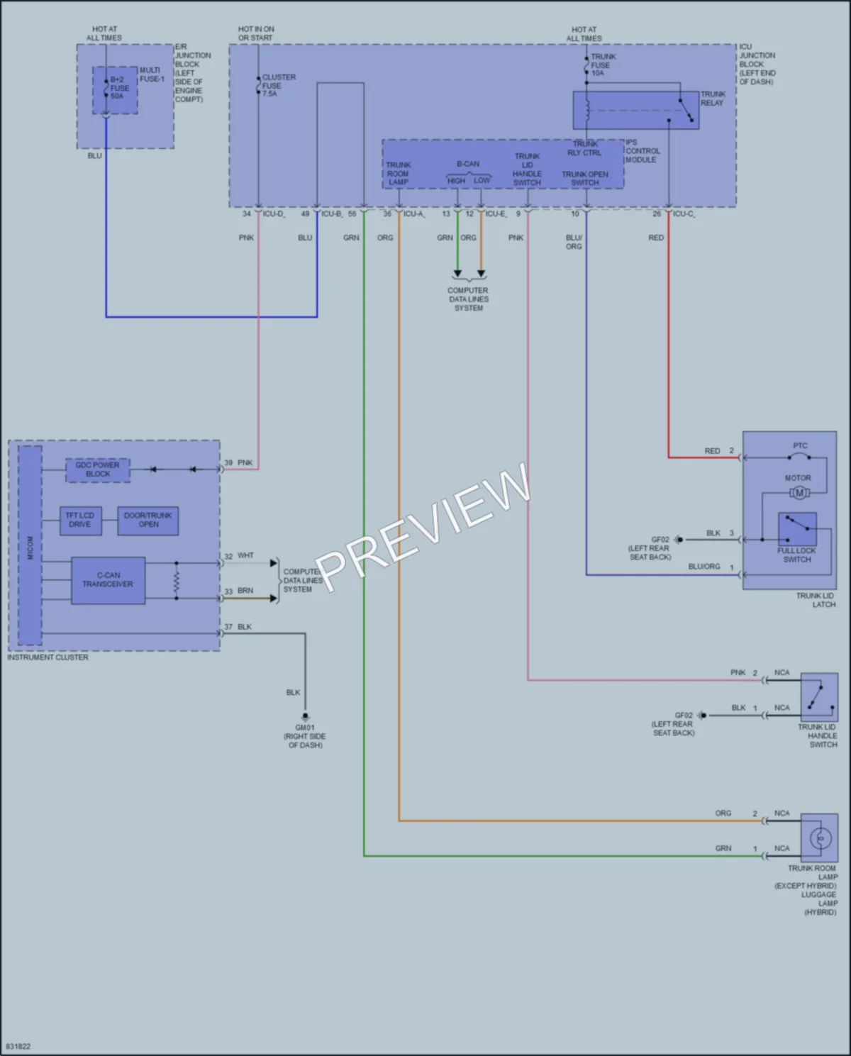 2023 Hyundai ElantraHybrid Trunk Tailgate Fuel Door wiring diagram preview