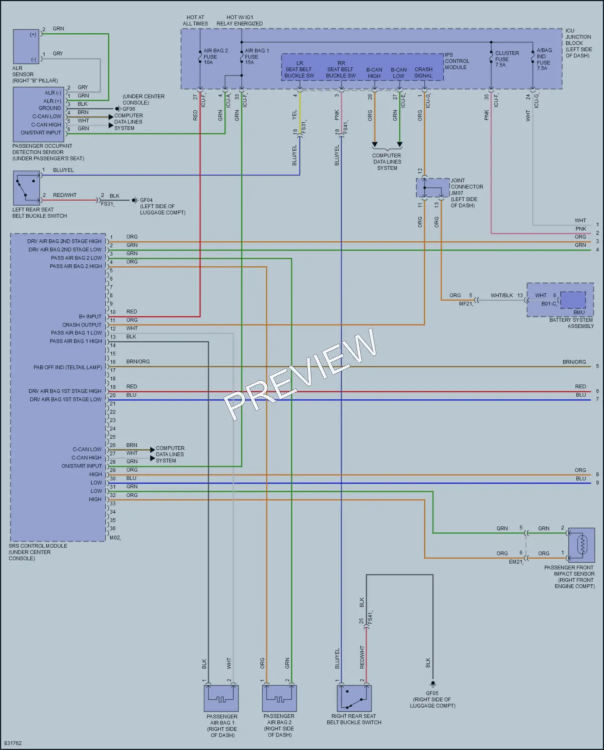 2023 Hyundai Ioniq5 Supplemental Restraints wiring diagram preview