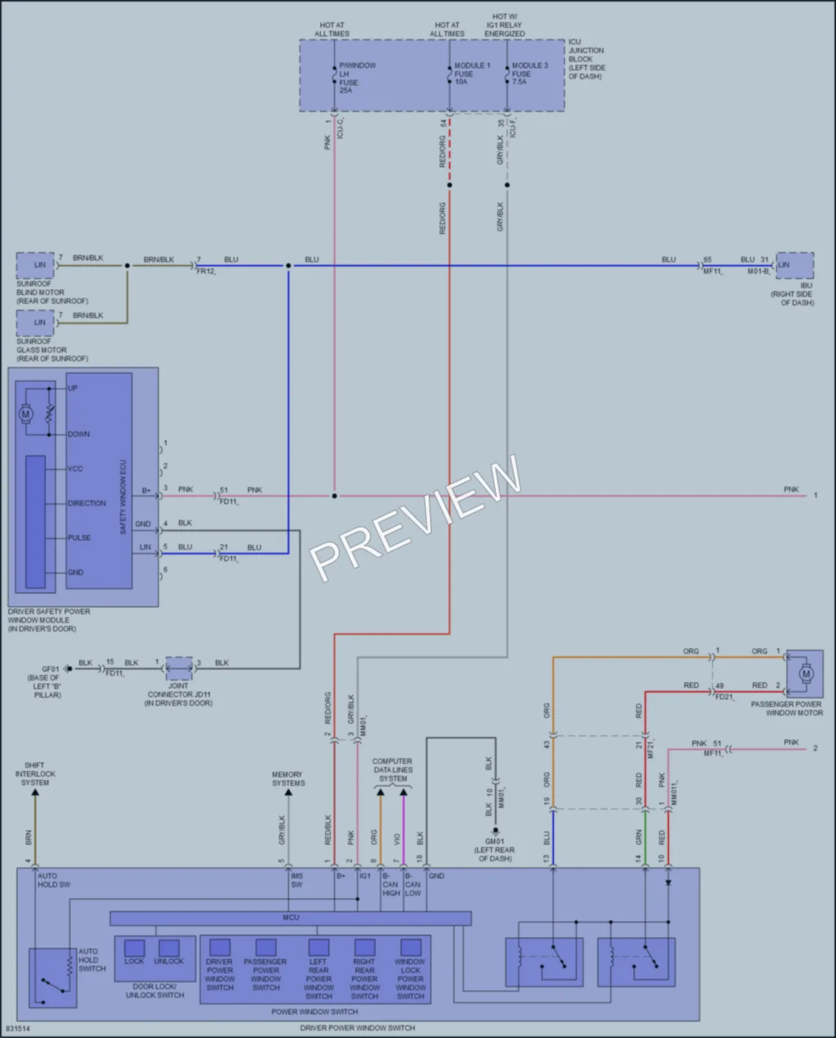 2023 Hyundai Ioniq6 Power Windows wiring diagram preview