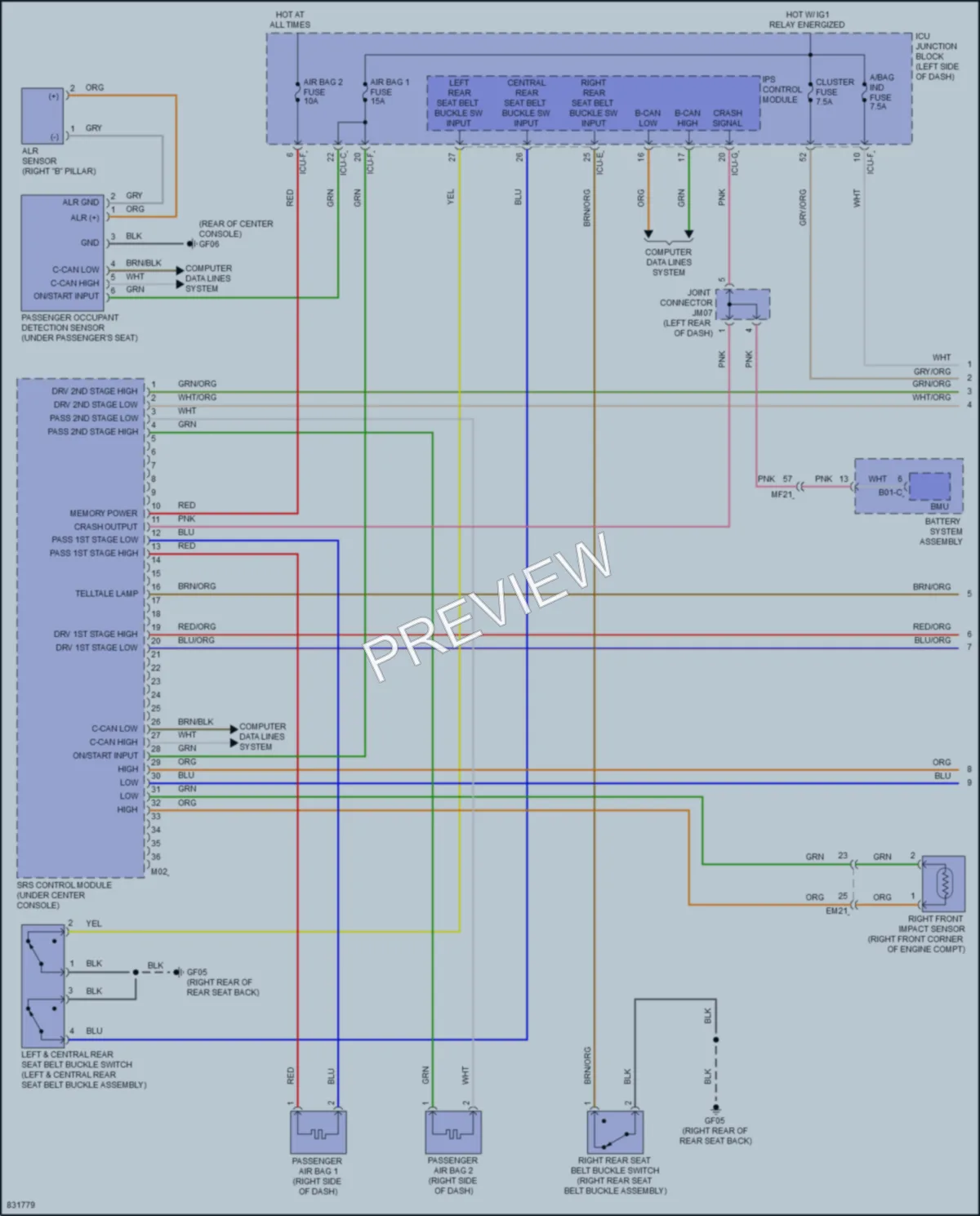 2023 Hyundai Ioniq6 Supplemental Restraints wiring diagram preview