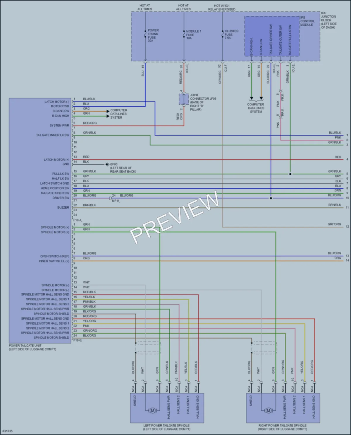 2023 Hyundai Ioniq6 Trunk Tailgate Fuel Door wiring diagram preview