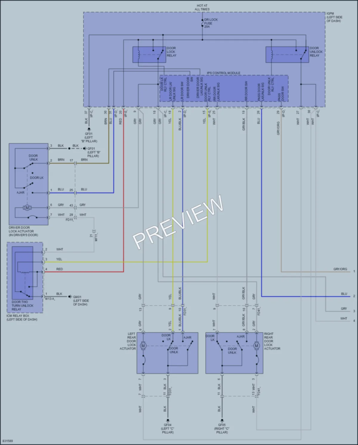 2023 Hyundai Kona Power Door Locks wiring diagram preview