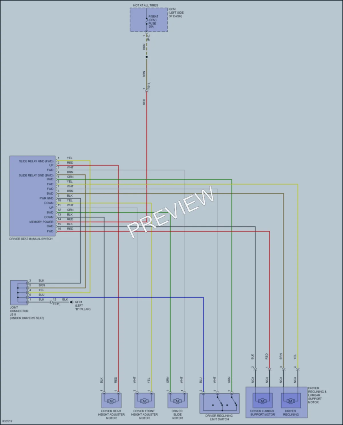 2023 Hyundai Kona Power Seats wiring diagram preview