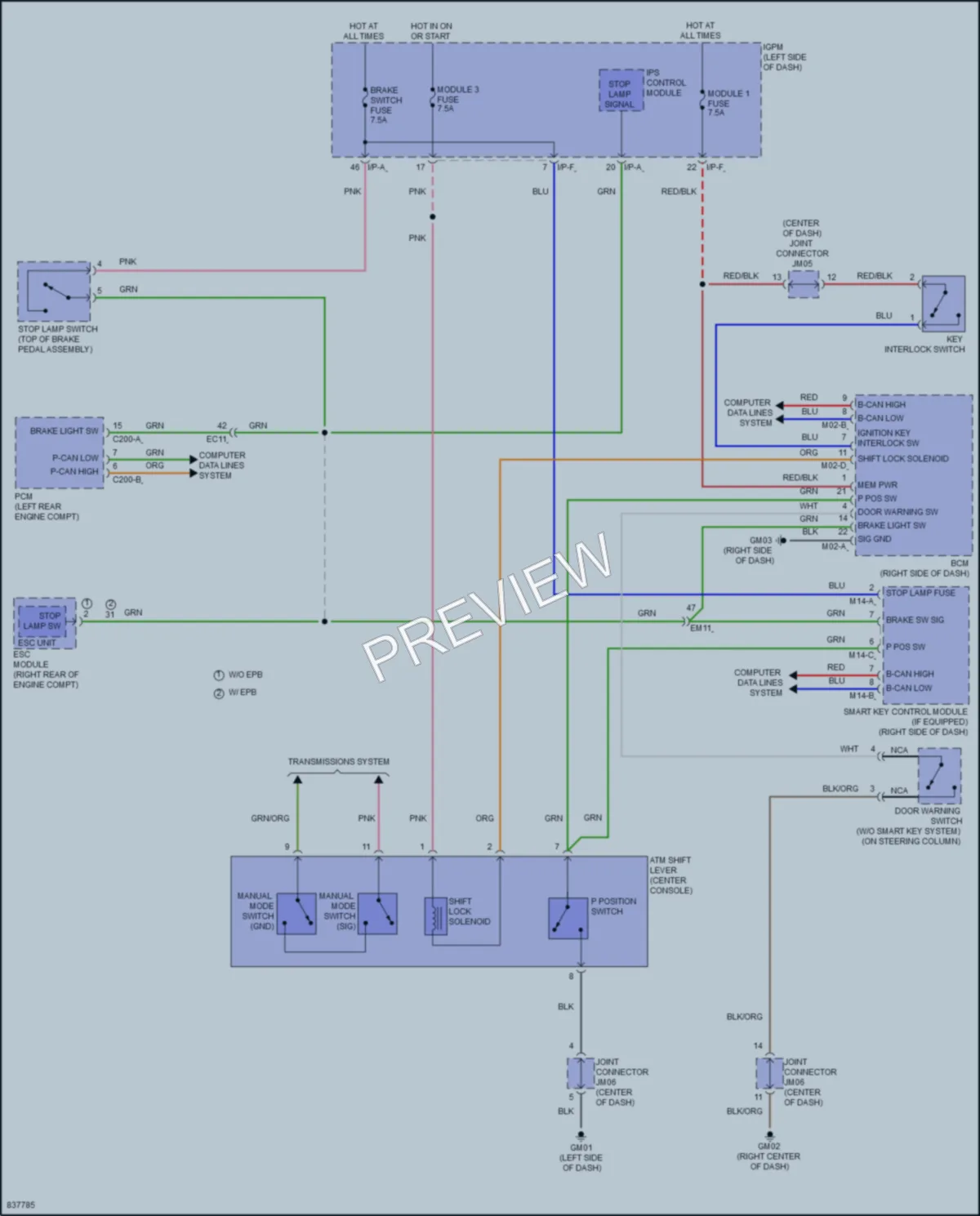 2023 Hyundai Kona Shift Interlock wiring diagram preview