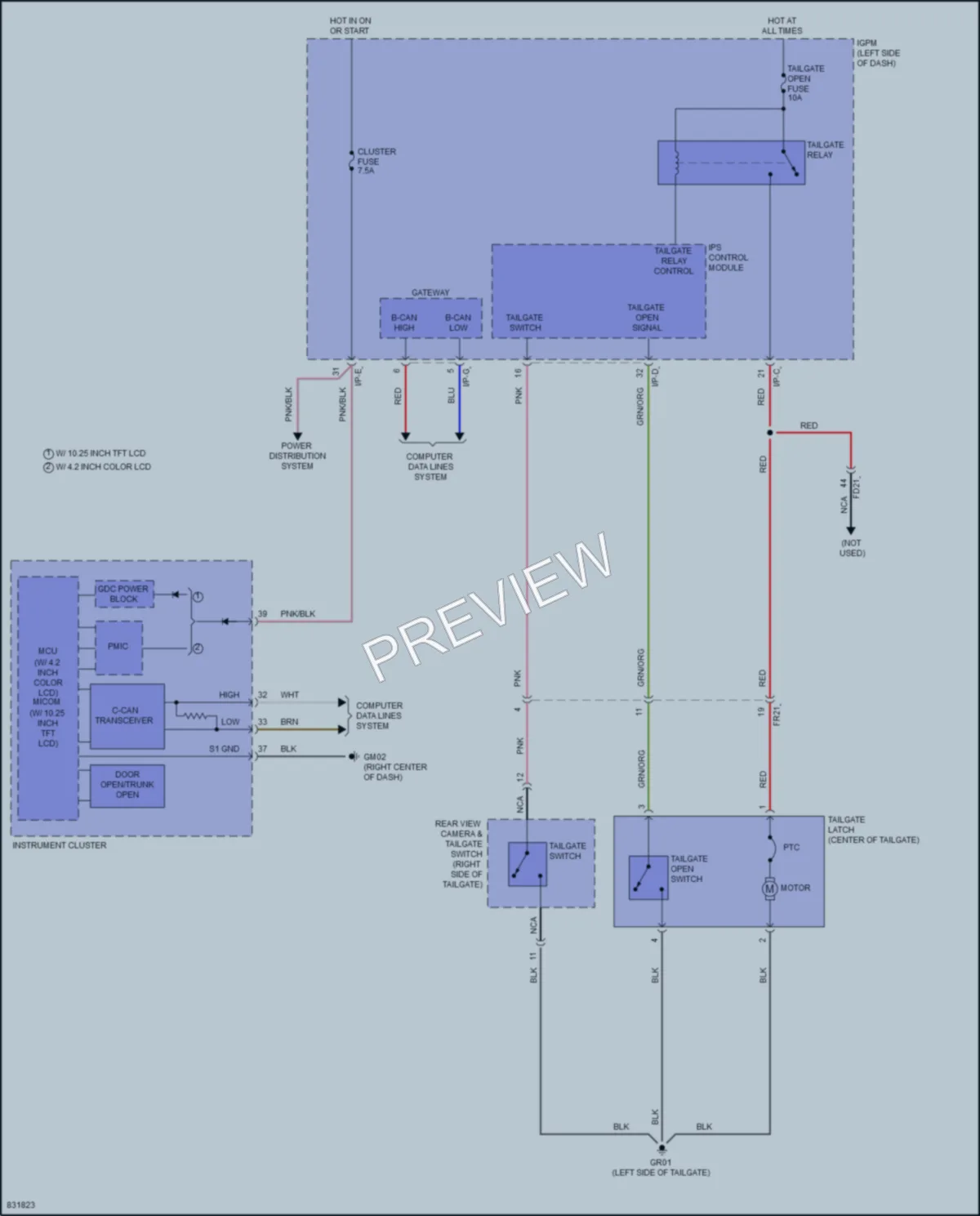 2023 Hyundai Kona Trunk Tailgate Fuel Door wiring diagram preview