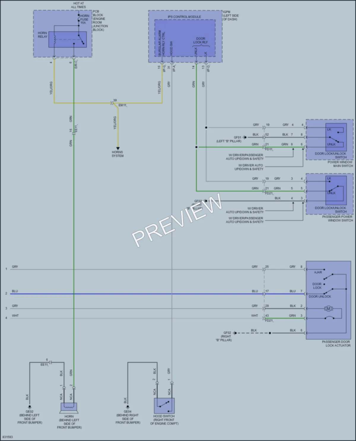 2023 Hyundai KonaElectric Power Door Locks wiring diagram preview