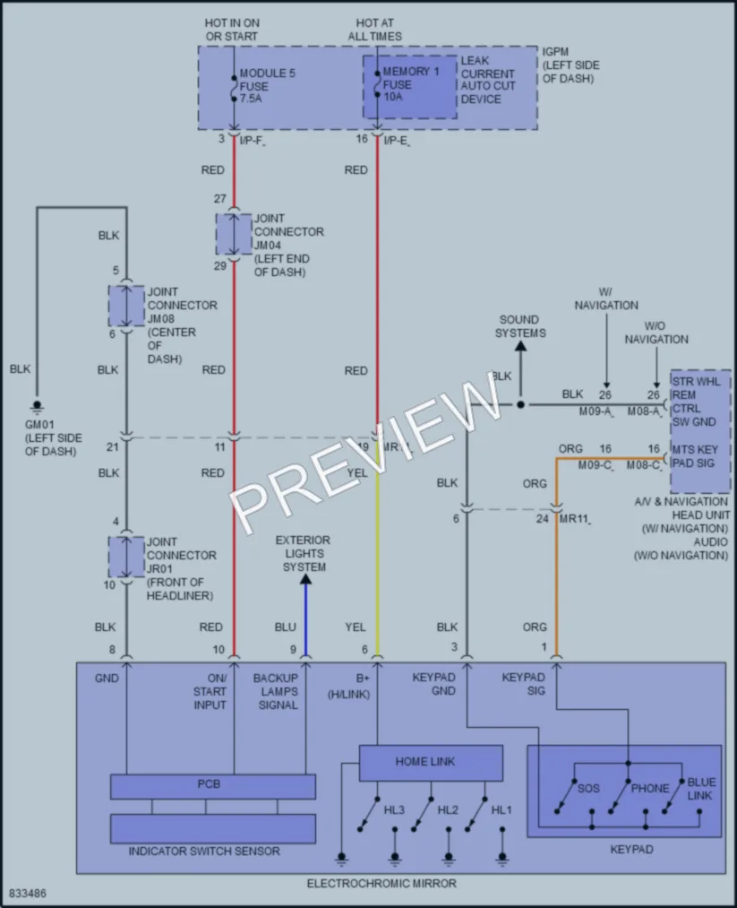 2023 Hyundai KonaElectric Power Mirrors wiring diagram preview