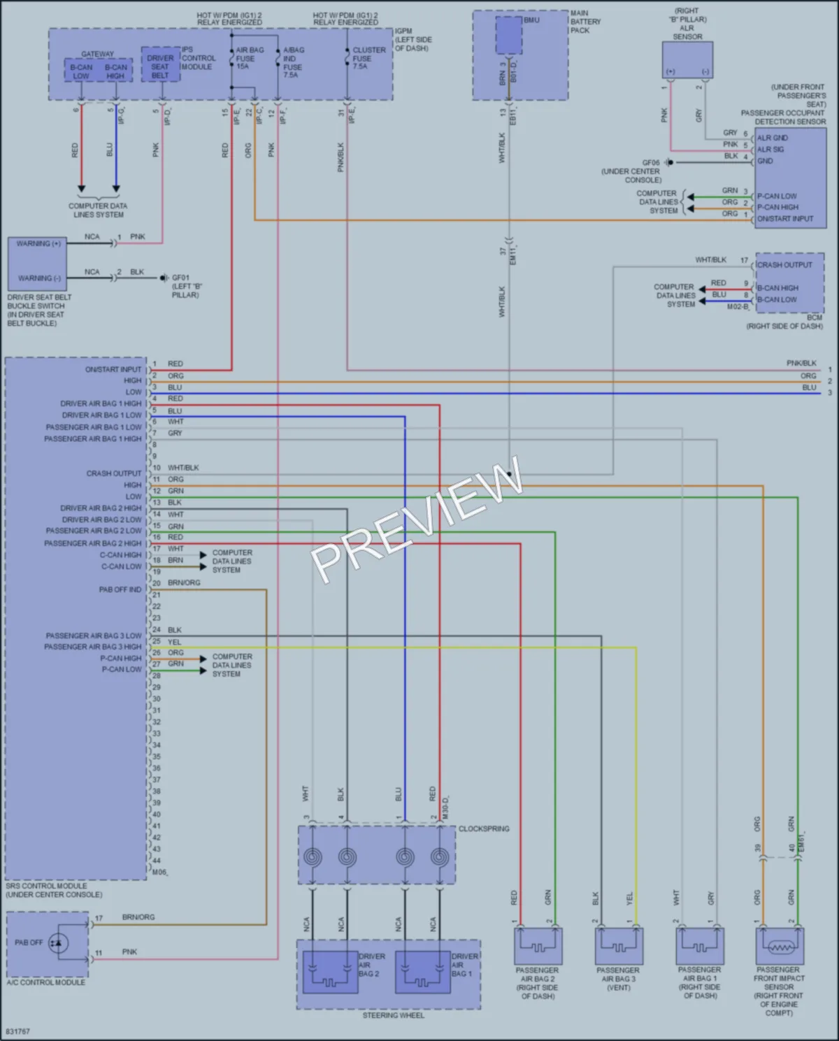 2023 Hyundai KonaElectric Supplemental Restraints wiring diagram preview