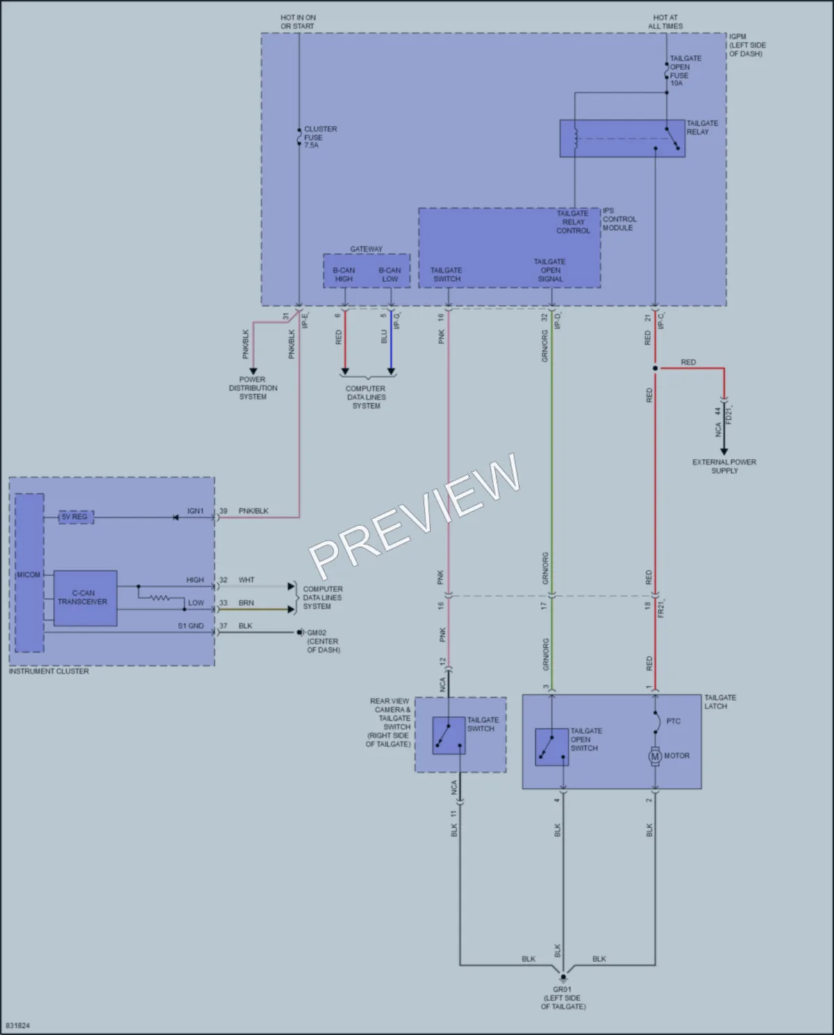 2023 Hyundai KonaElectric Trunk Tailgate Fuel Door wiring diagram preview