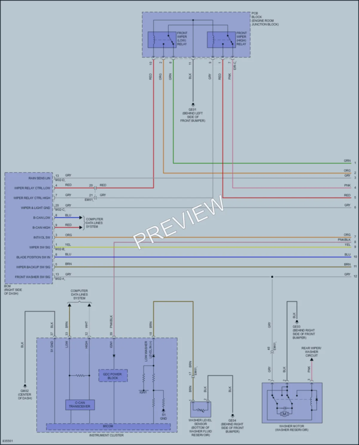 2023 Hyundai KonaElectric Wiper Washer wiring diagram preview