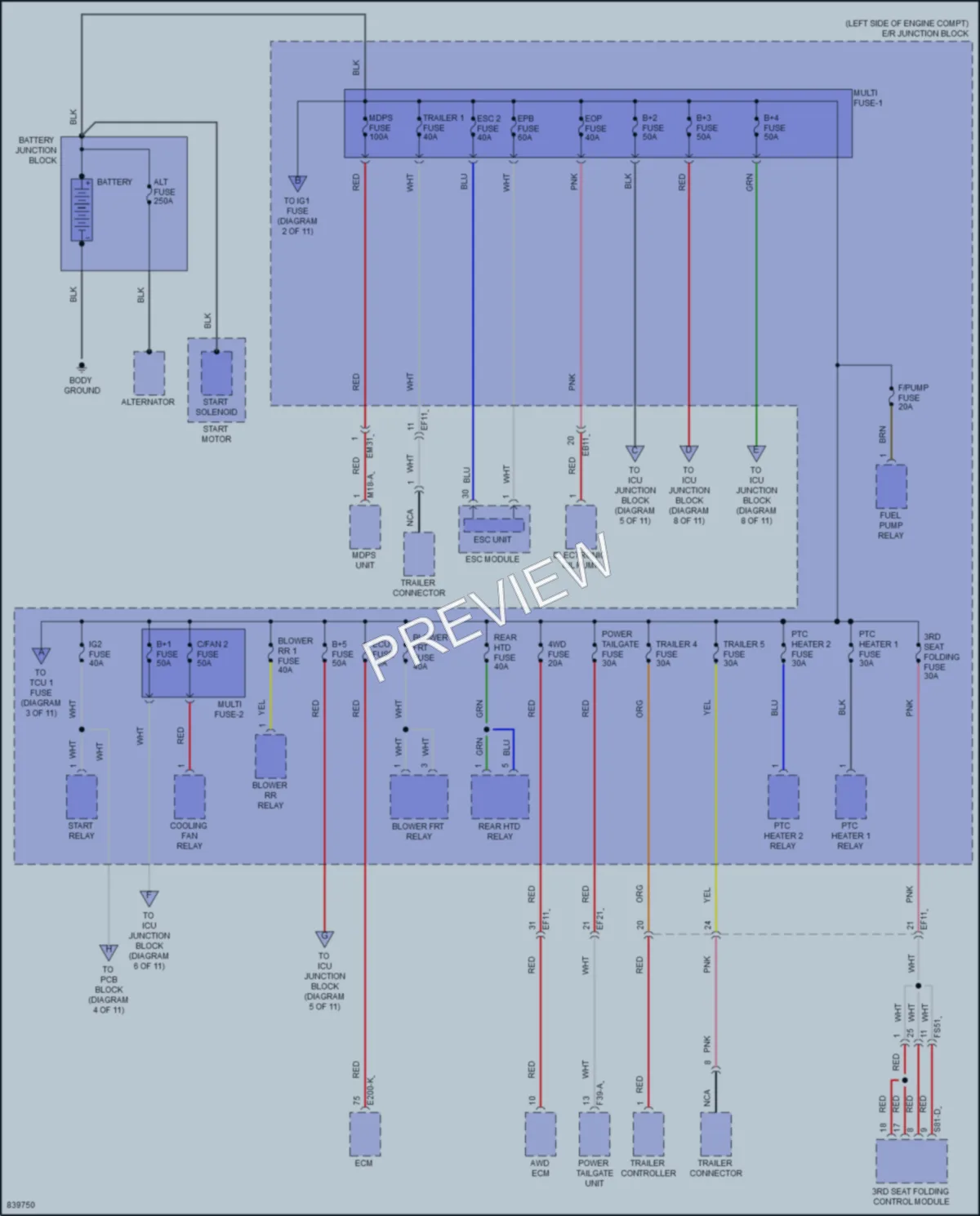 2023 Hyundai Palisade Power Distribution wiring diagram preview