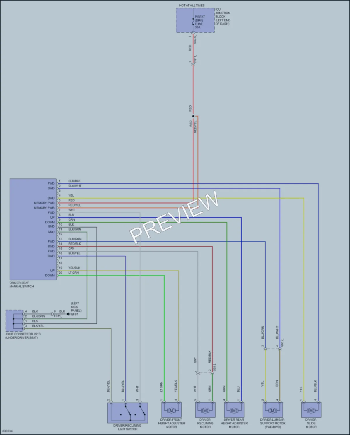 2023 Hyundai Palisade Power Seats wiring diagram preview