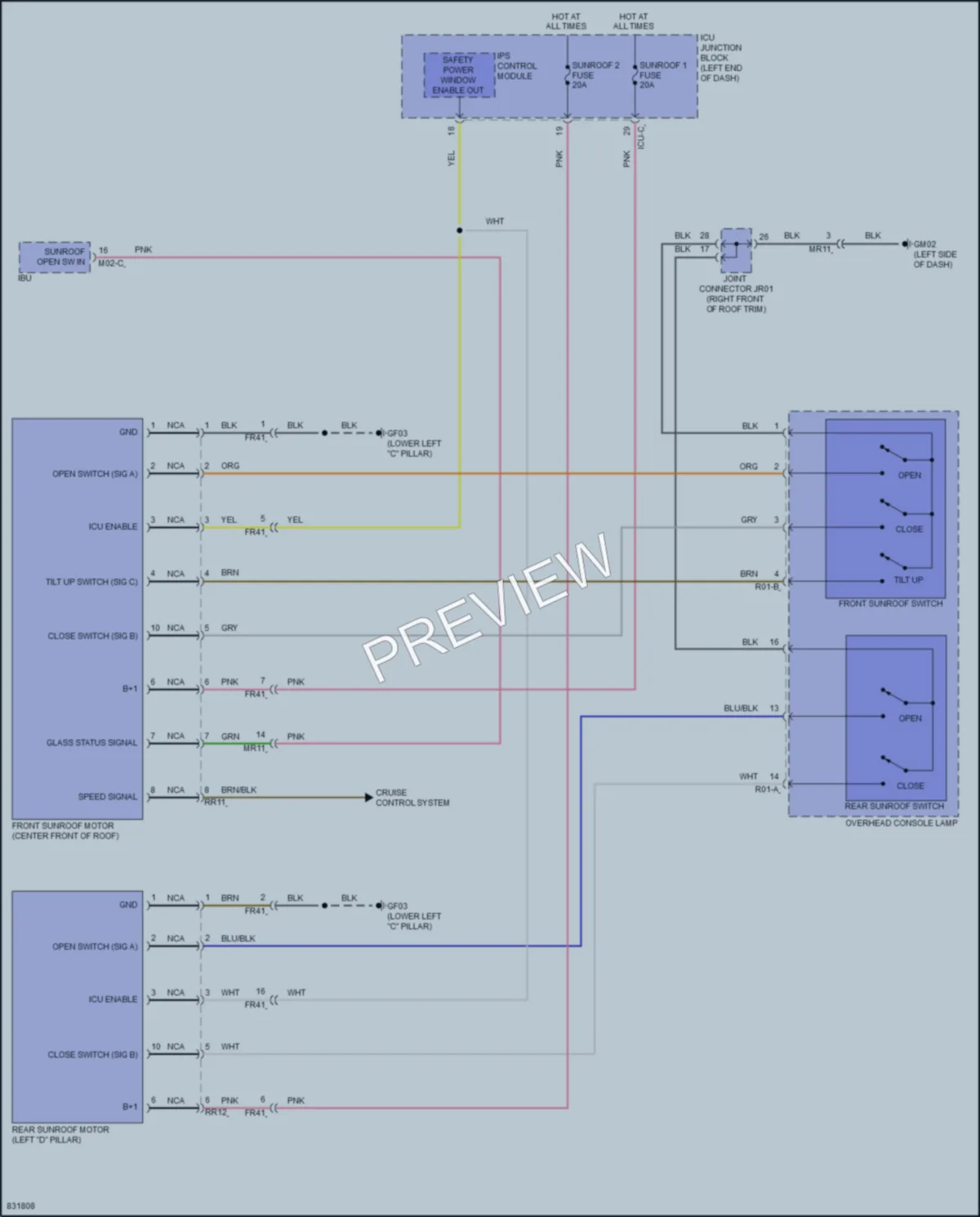 2023 Hyundai Palisade Power Top Sunroof wiring diagram preview