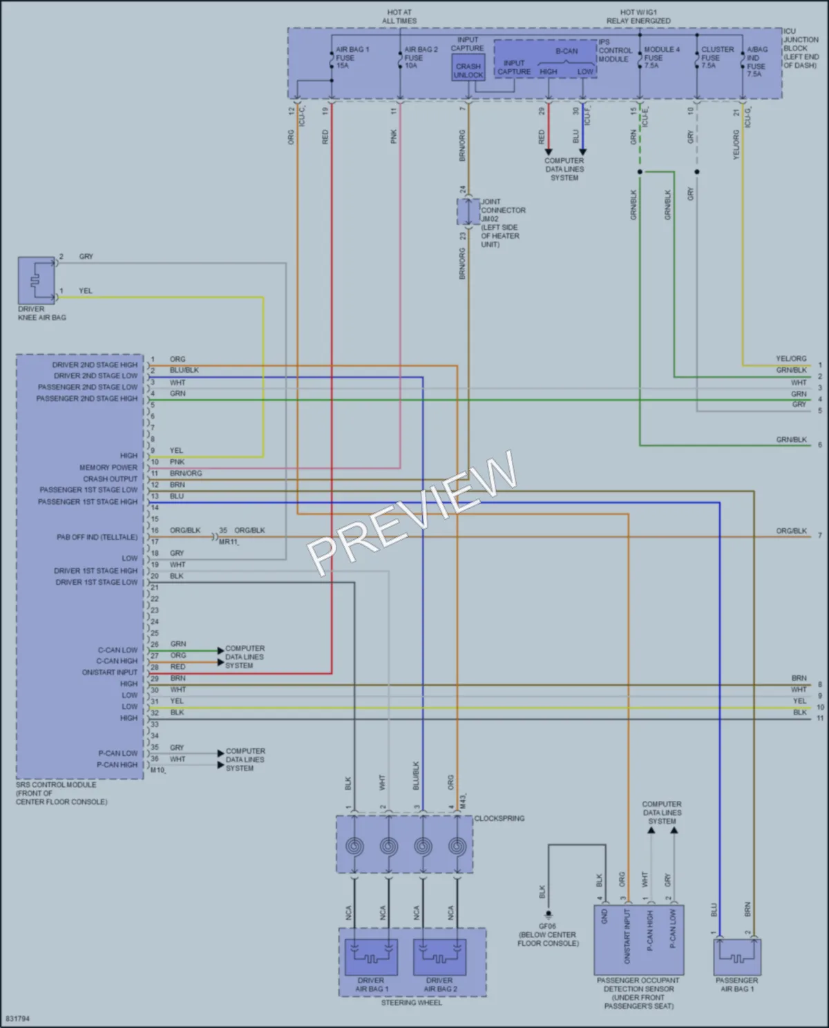 2023 Hyundai Palisade Supplemental Restraints wiring diagram preview