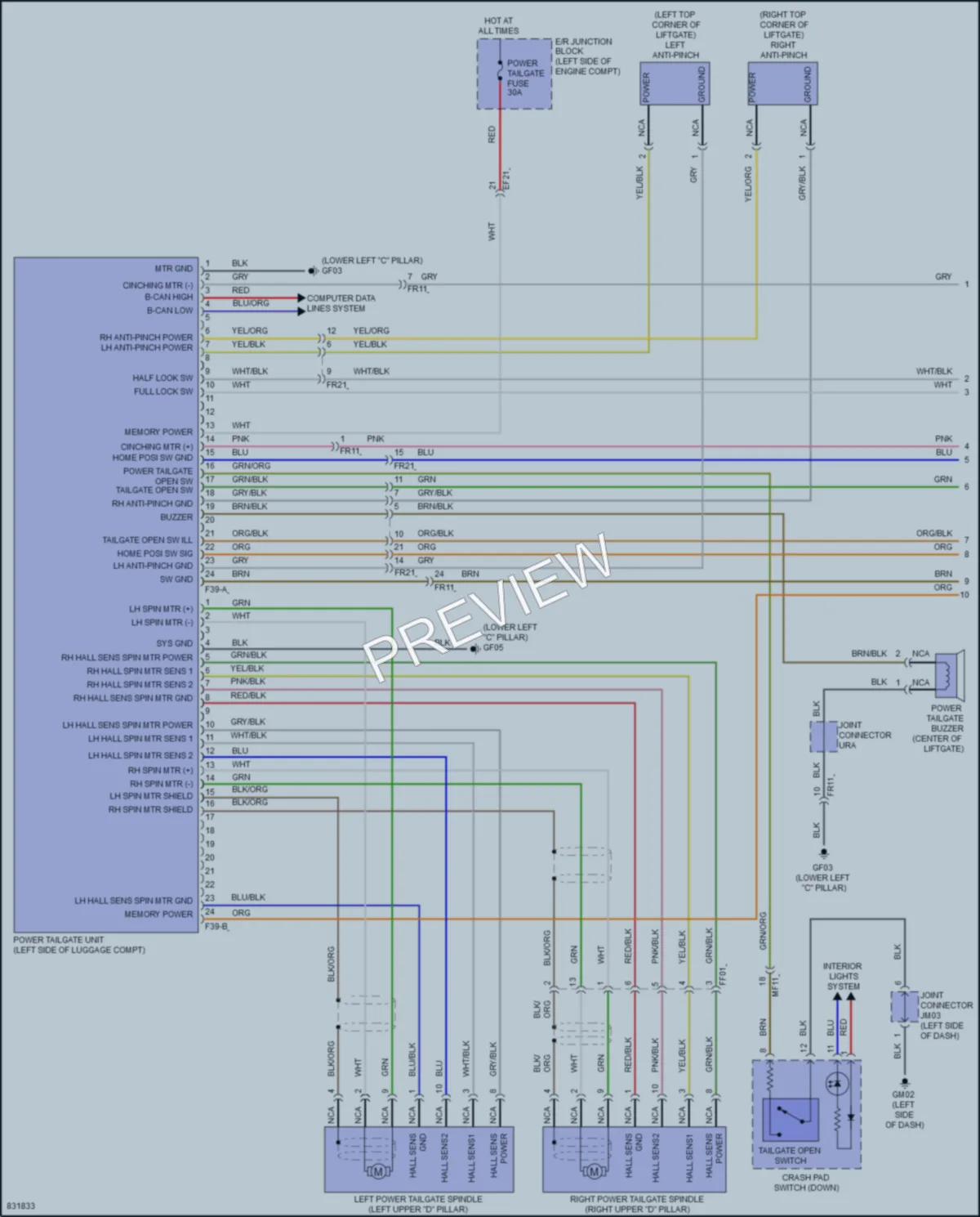 2023 Hyundai Palisade Trunk Tailgate Fuel Door wiring diagram preview