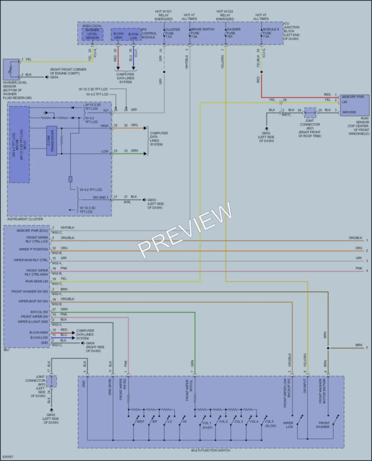 2023 Hyundai Palisade Wiper Washer wiring diagram preview