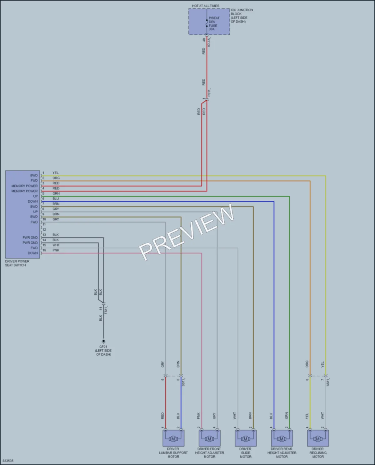 2023 Hyundai SantaCruz Power Seats wiring diagram preview