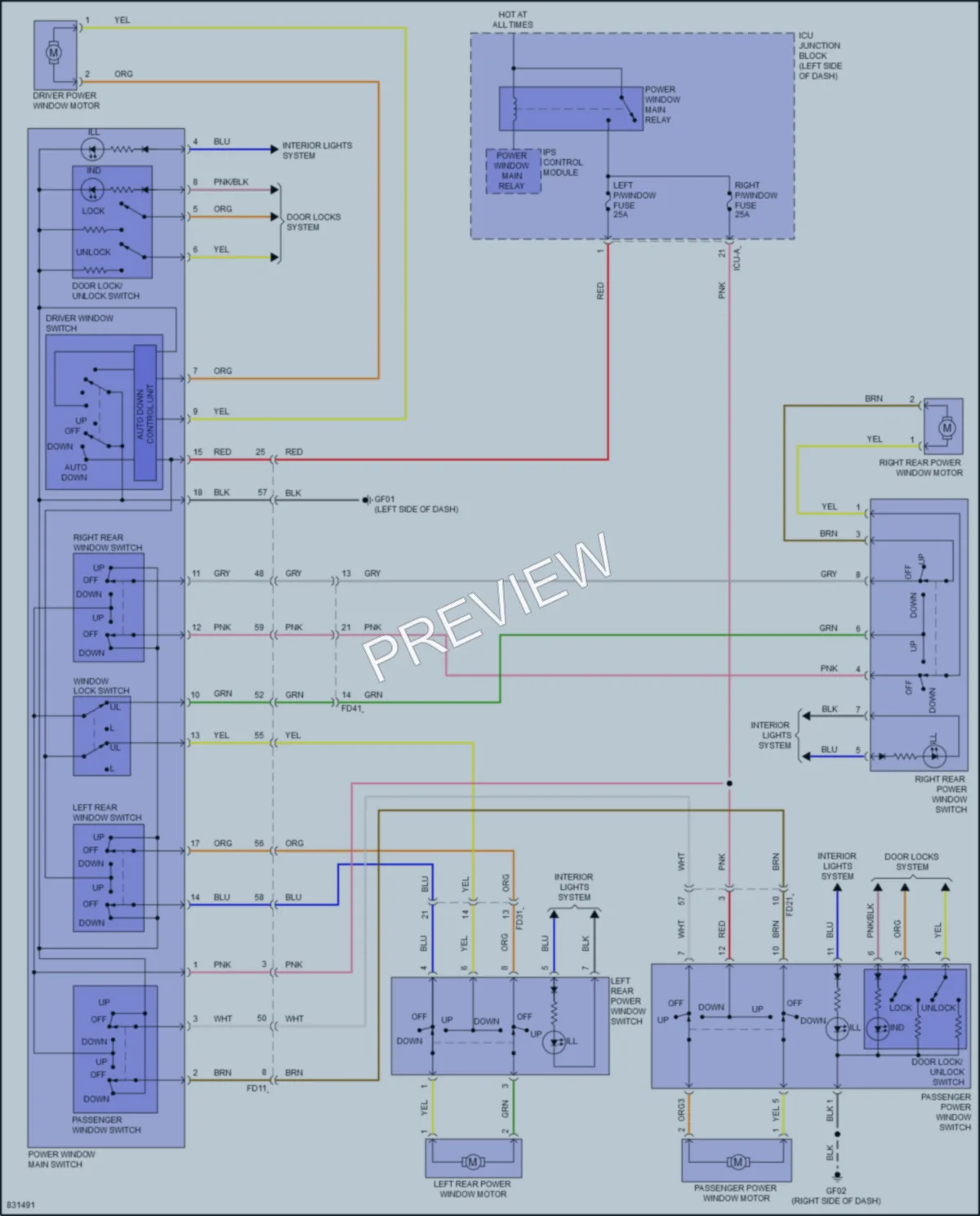 2023 Hyundai SantaCruz Power Windows wiring diagram preview
