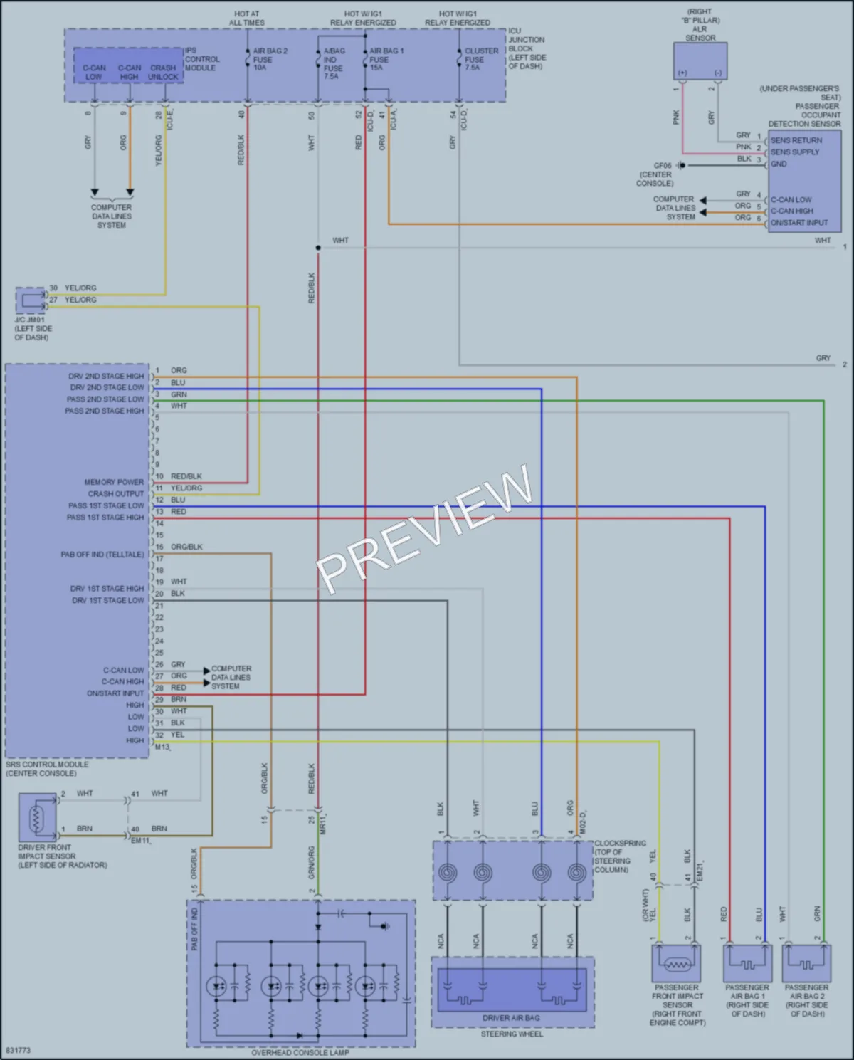 2023 Hyundai SantaCruz Supplemental Restraints wiring diagram preview