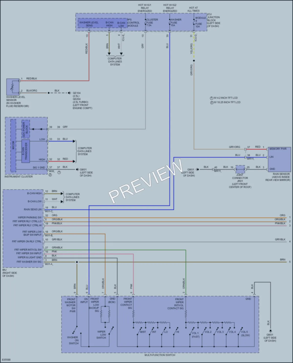 2023 Hyundai SantaCruz Wiper Washer wiring diagram preview