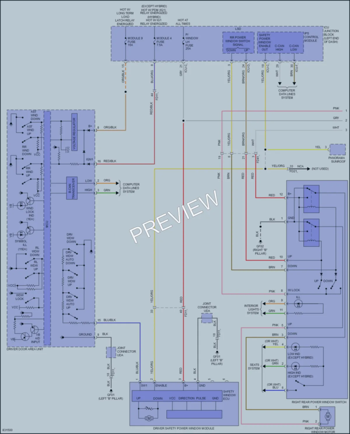 2023 Hyundai SantaFeHybrid Power Windows wiring diagram preview
