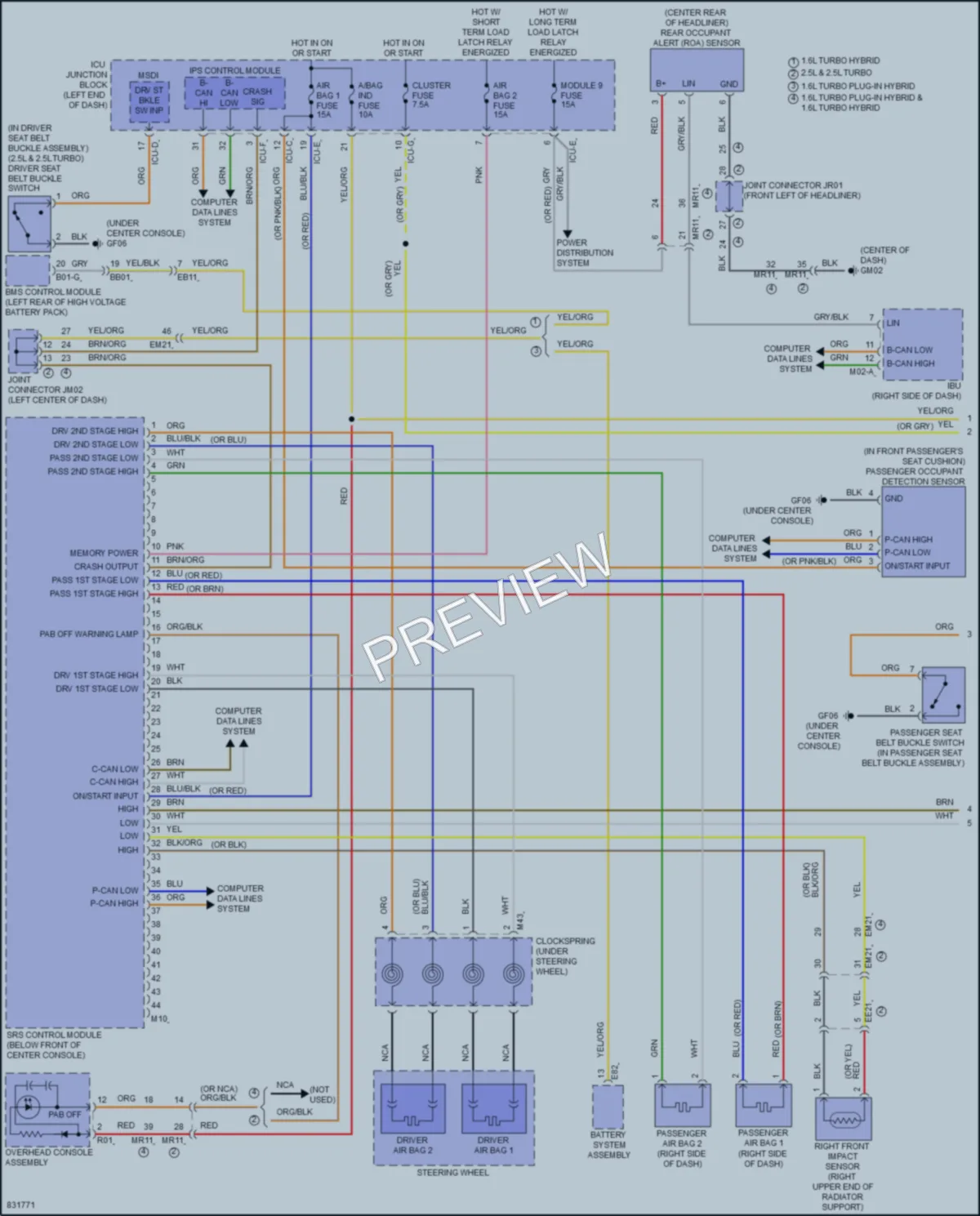 2023 Hyundai SantaFePlugIn Supplemental Restraints wiring diagram preview