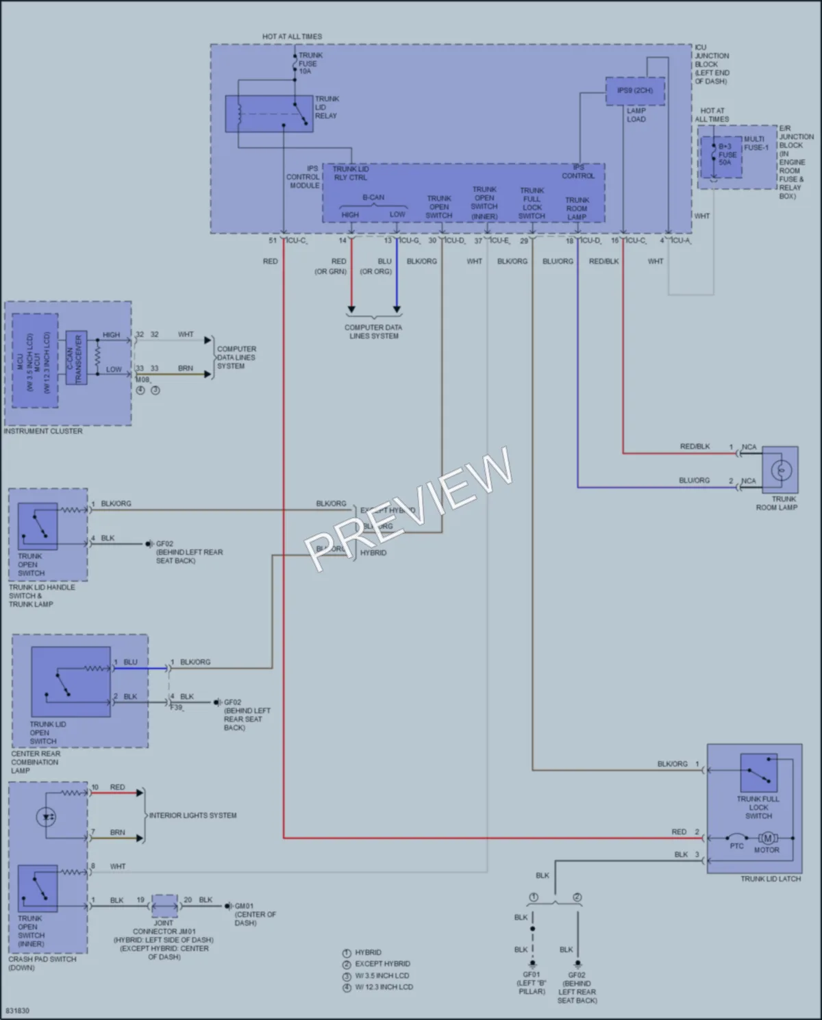 2023 Hyundai Sonata Trunk Tailgate Fuel Door wiring diagram preview