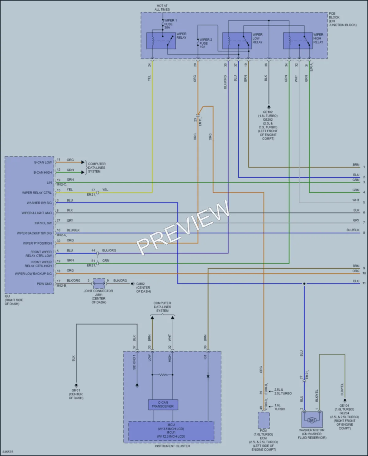 2023 Hyundai Sonata Wiper Washer wiring diagram preview