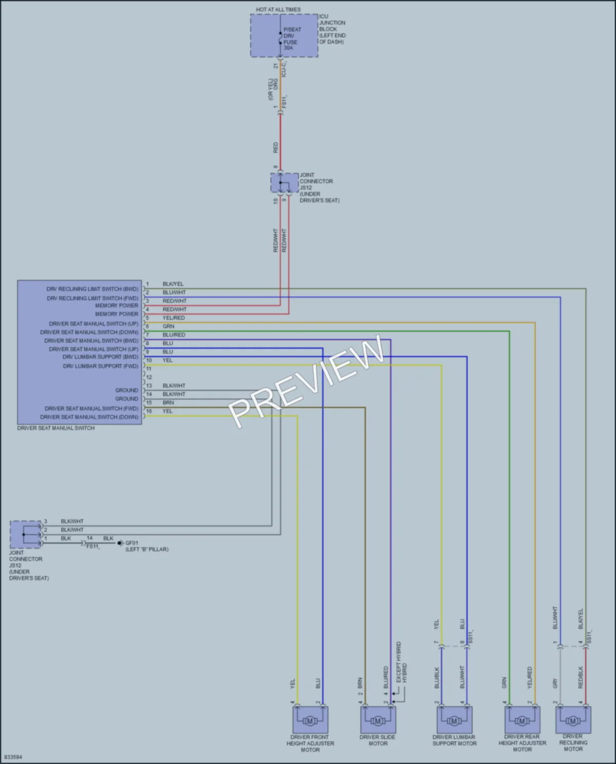 2023 Hyundai SonataHybrid Power Seats wiring diagram preview