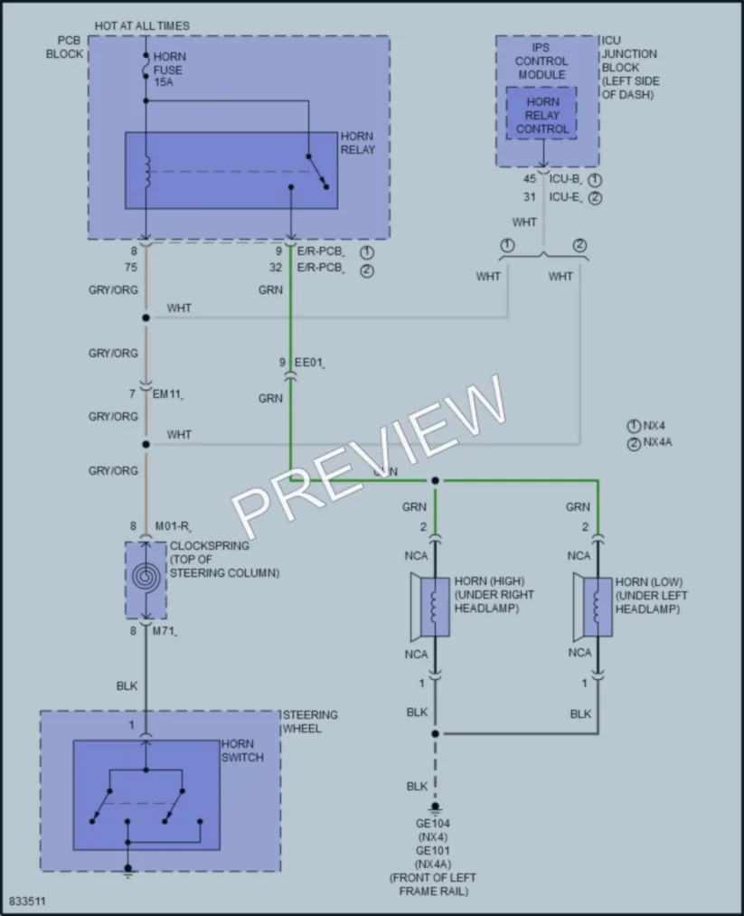 2023 Hyundai TucsonHybrid Horn wiring diagram preview