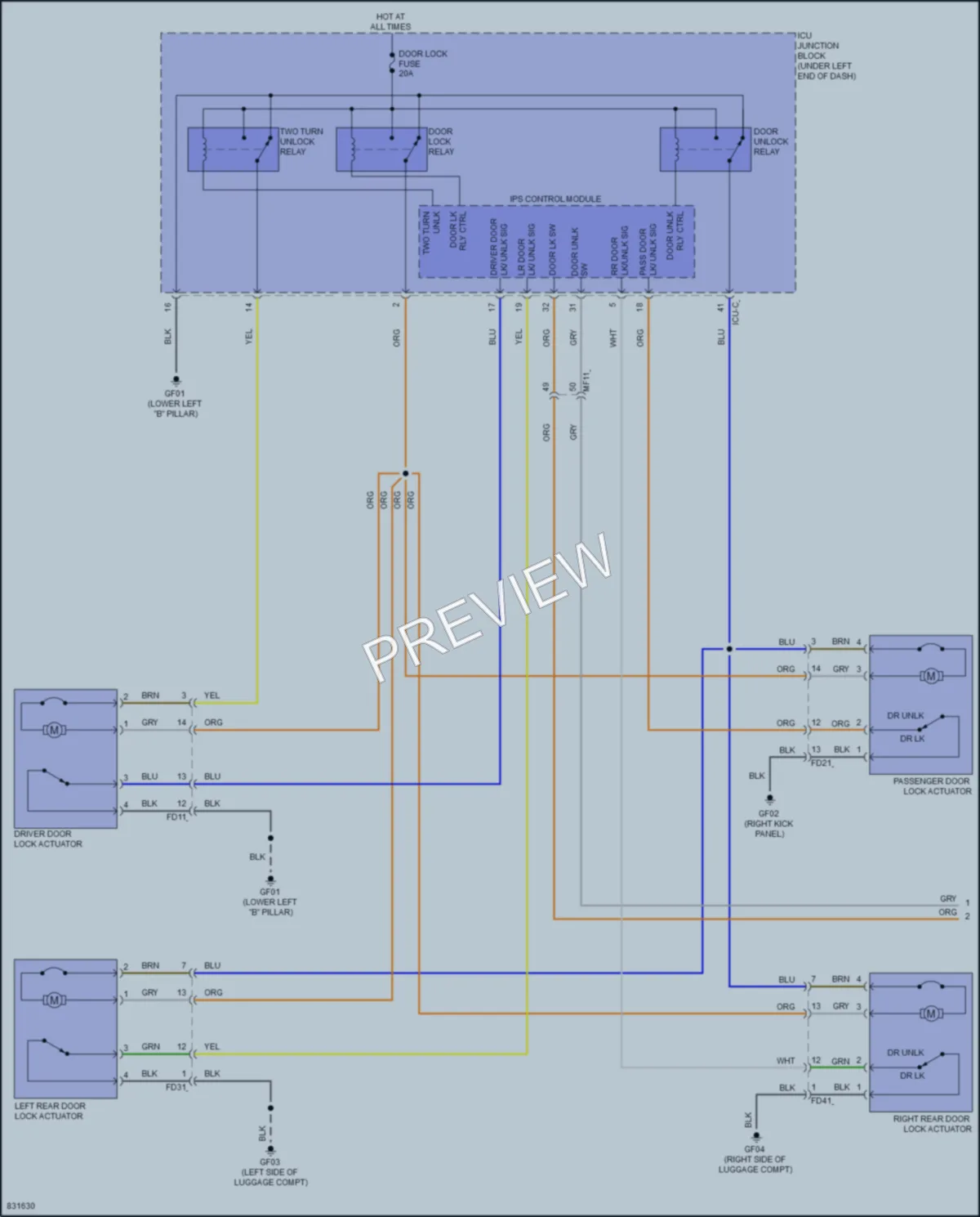 2023 Hyundai Venue Power Door Locks wiring diagram preview