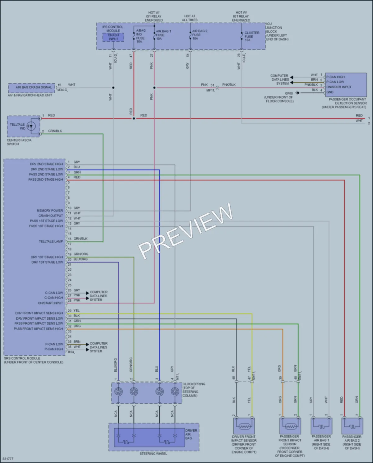 2023 Hyundai Venue Supplemental Restraints wiring diagram preview