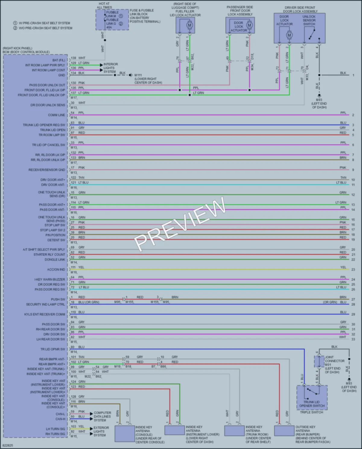 2023 Infiniti Q50 Power Door Locks wiring diagram preview