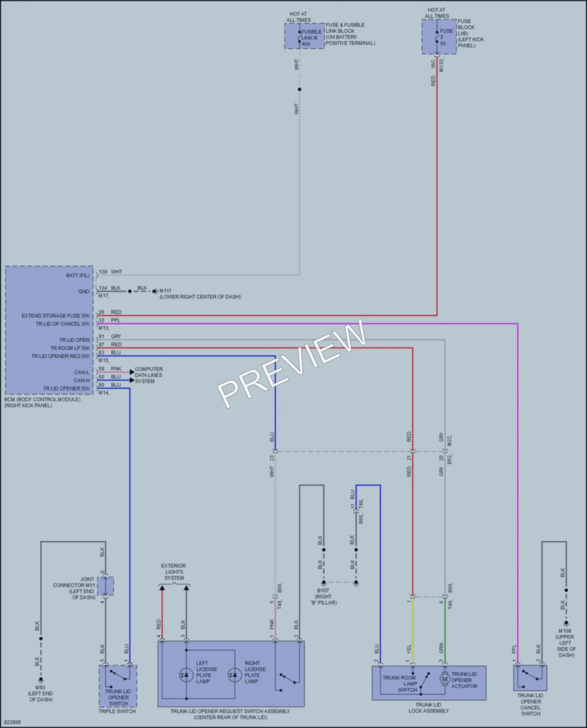 2023 Infiniti Q50 Trunk Tailgate Fuel Door wiring diagram preview