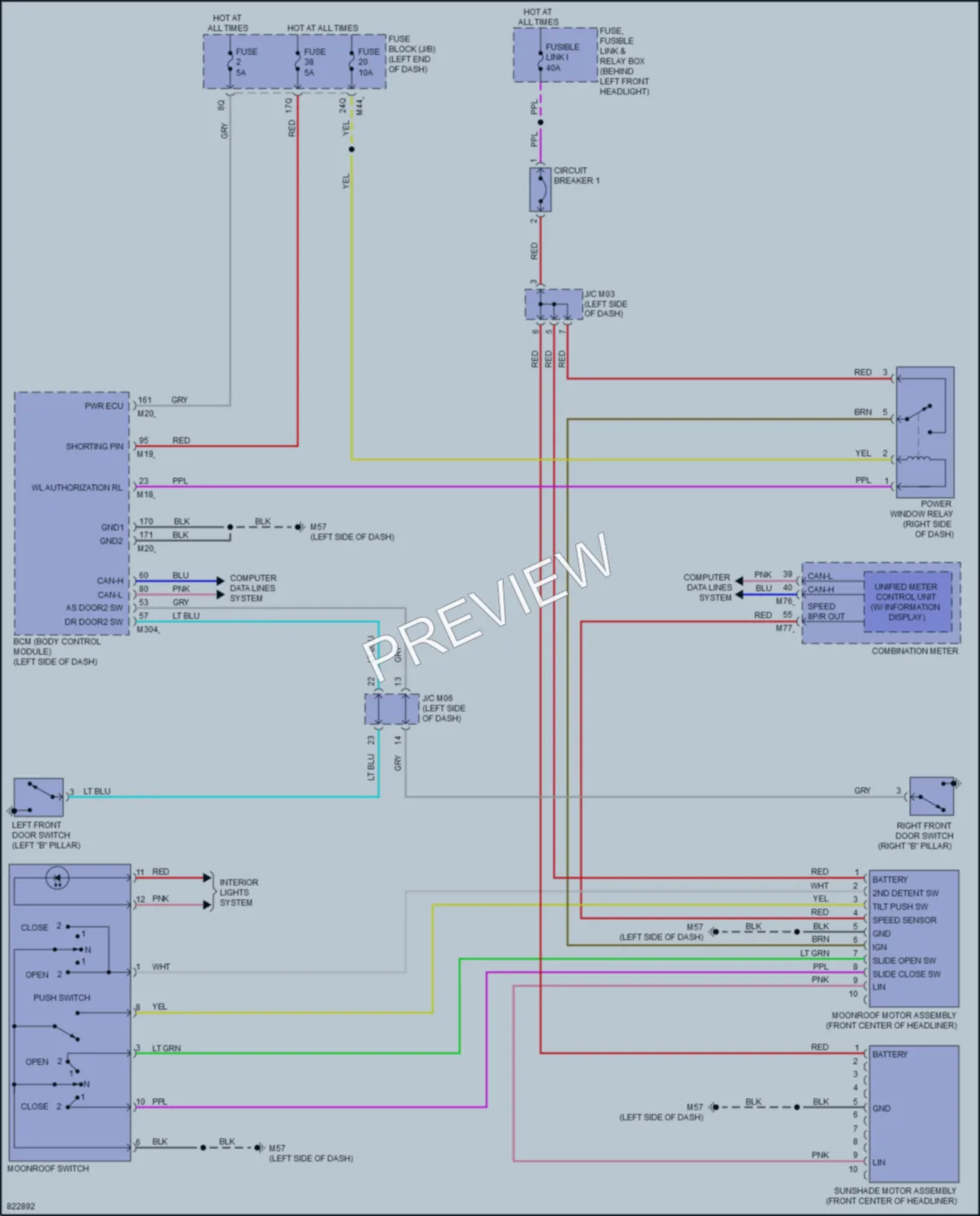 2023 Infiniti QX50 Power Top Sunroof wiring diagram preview