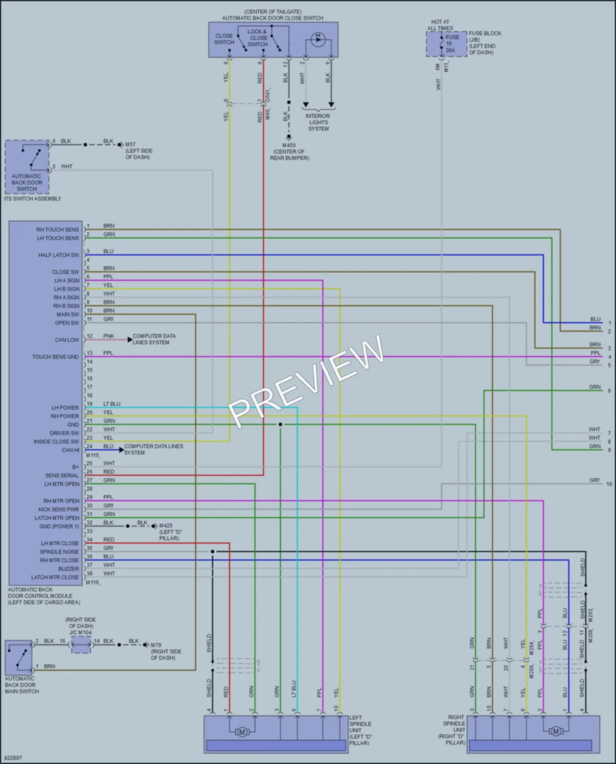 2023 Infiniti QX50 Trunk Tailgate Fuel Door wiring diagram preview