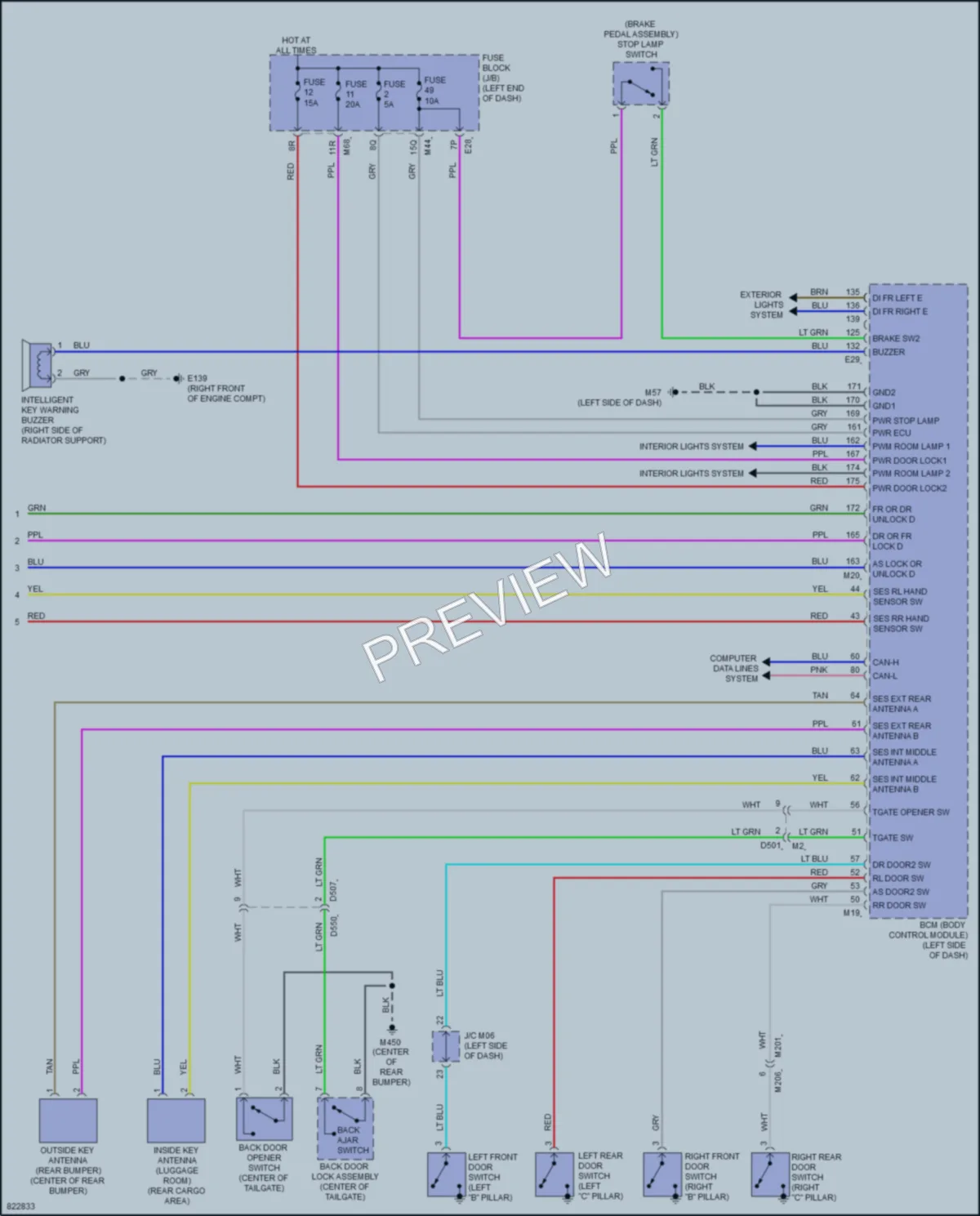 2023 Infiniti QX55 Power Door Locks wiring diagram preview