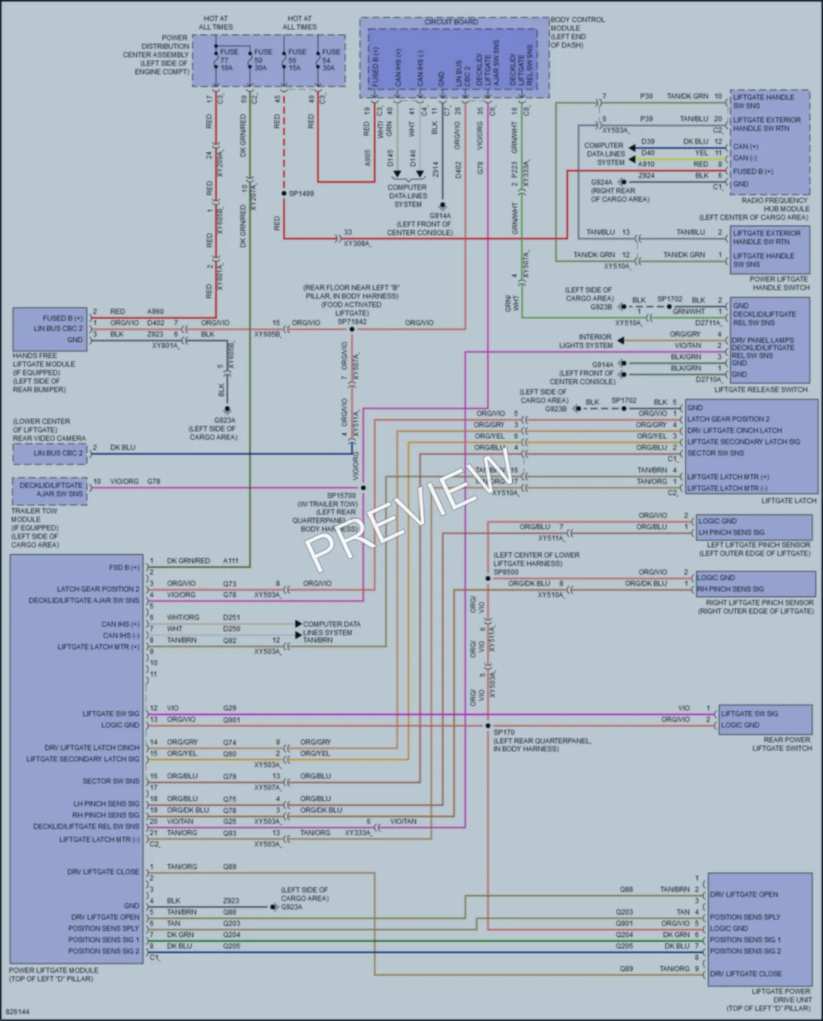2023 Jeep Cherokee Trunk Tailgate Fuel Door wiring diagram preview