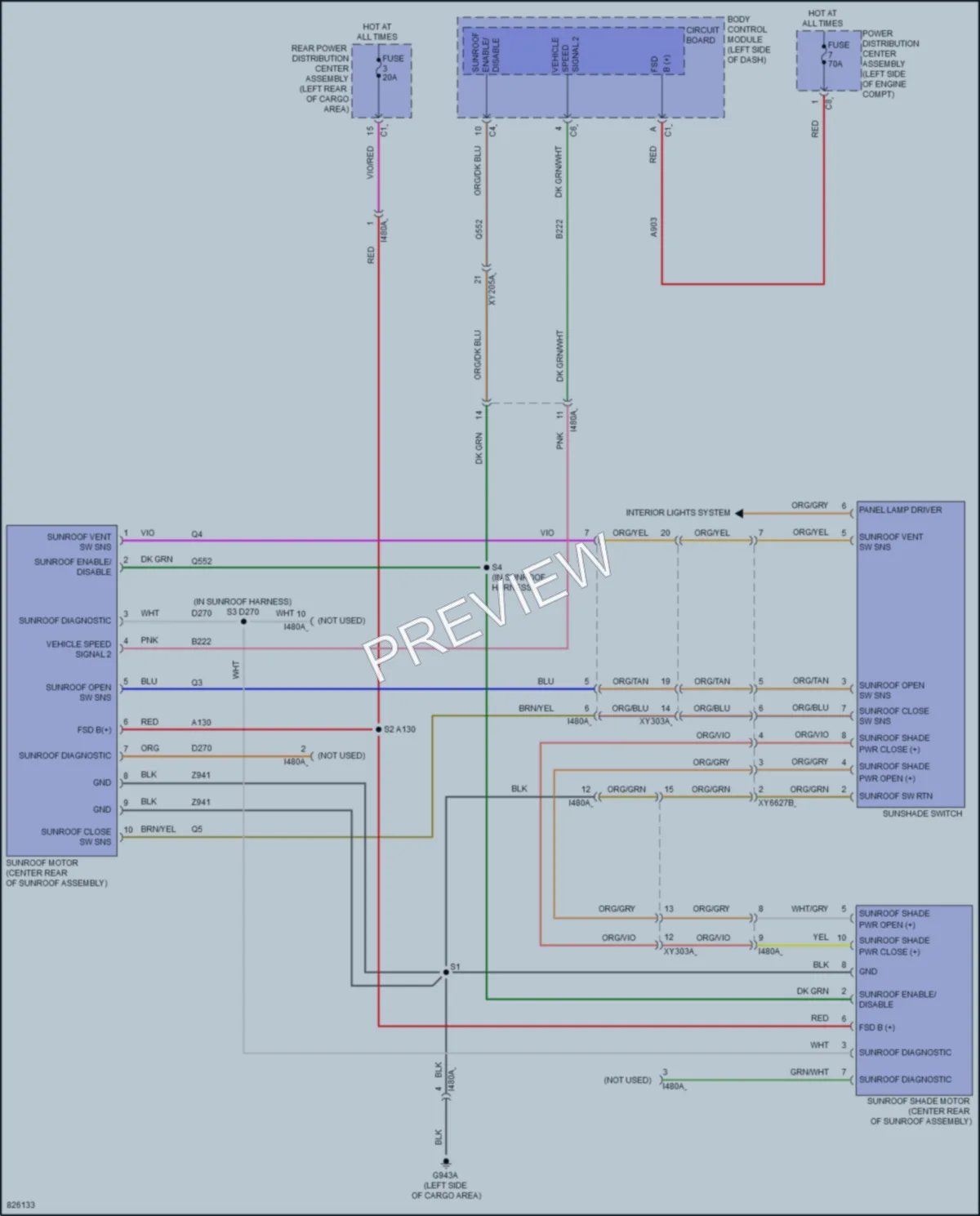 2023 Jeep Compass Power Top Sunroof wiring diagram preview