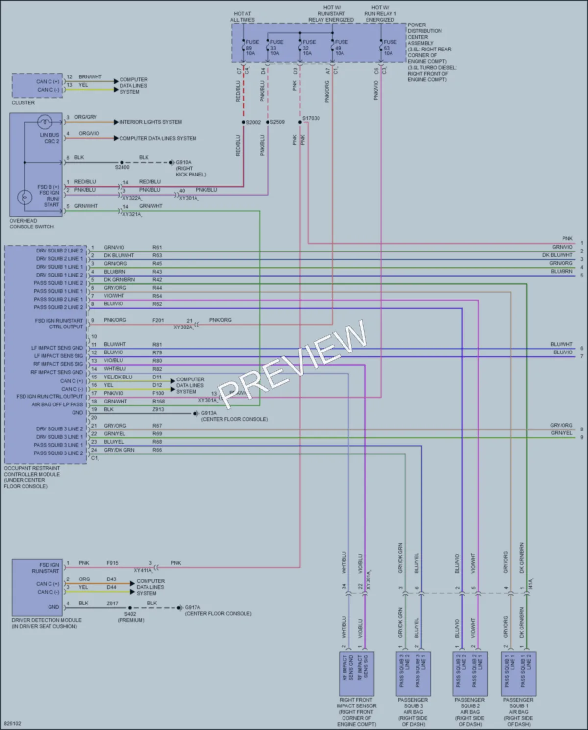 2023 Jeep Gladiator Supplemental Restraints wiring diagram preview