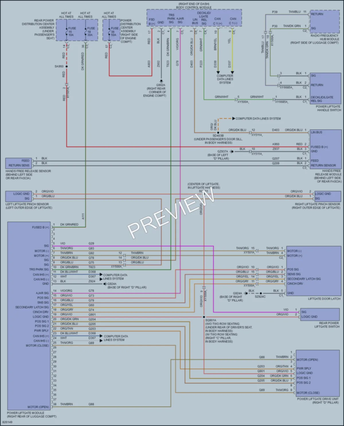 2023 Jeep GrandCherokeeL Trunk Tailgate Fuel Door wiring diagram preview