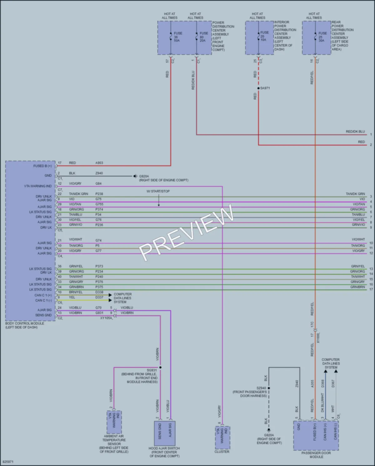 2023 Jeep GrandWagoneer Power Door Locks wiring diagram preview