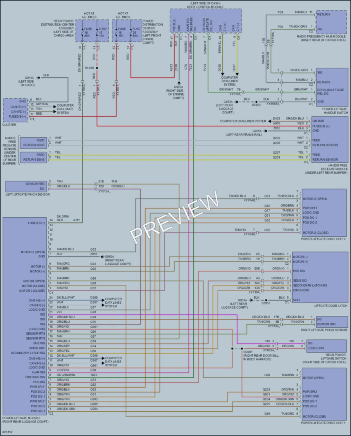 2023 Jeep GrandWagoneer Trunk Tailgate Fuel Door wiring diagram preview