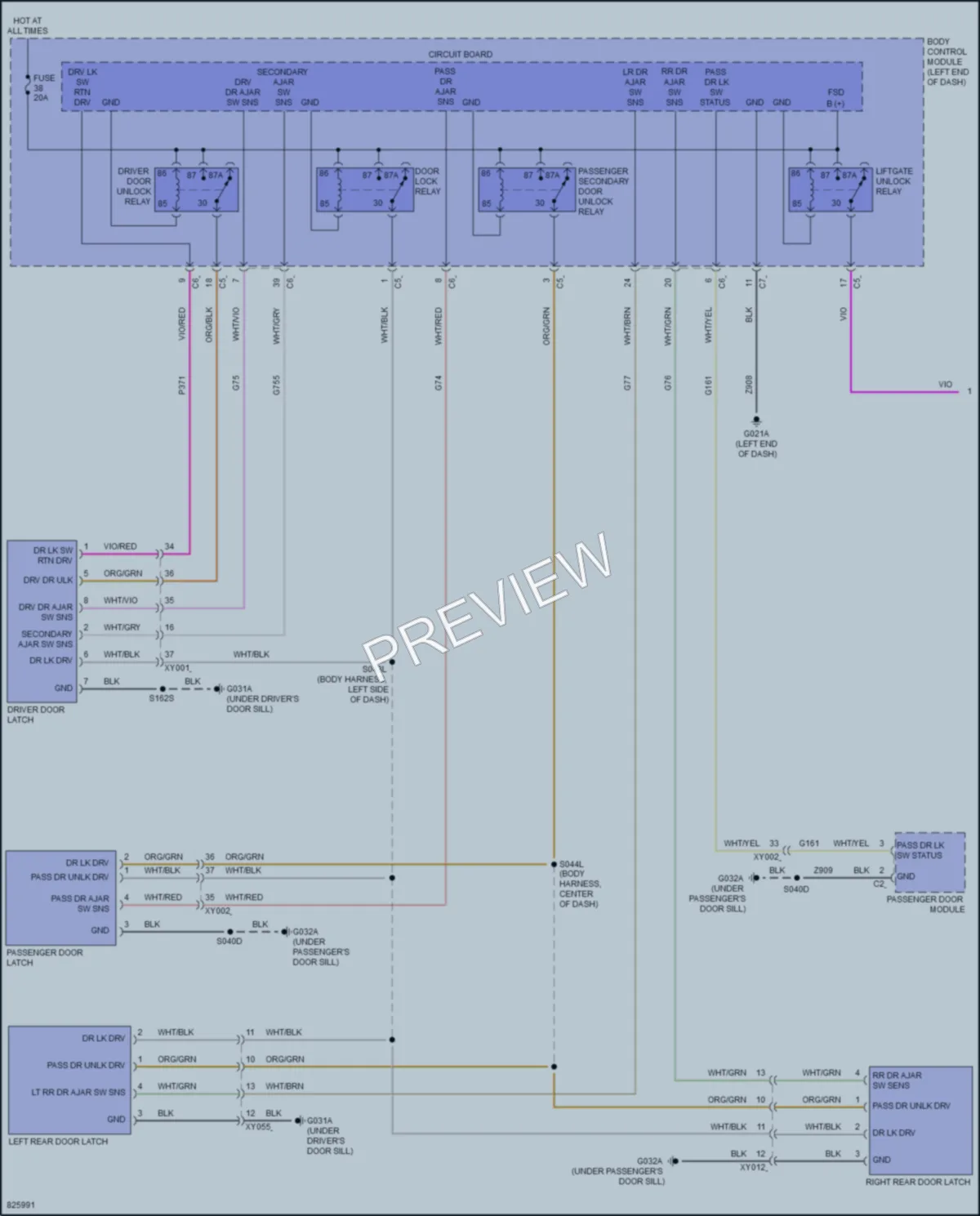 2023 Jeep Renegade Power Door Locks wiring diagram preview