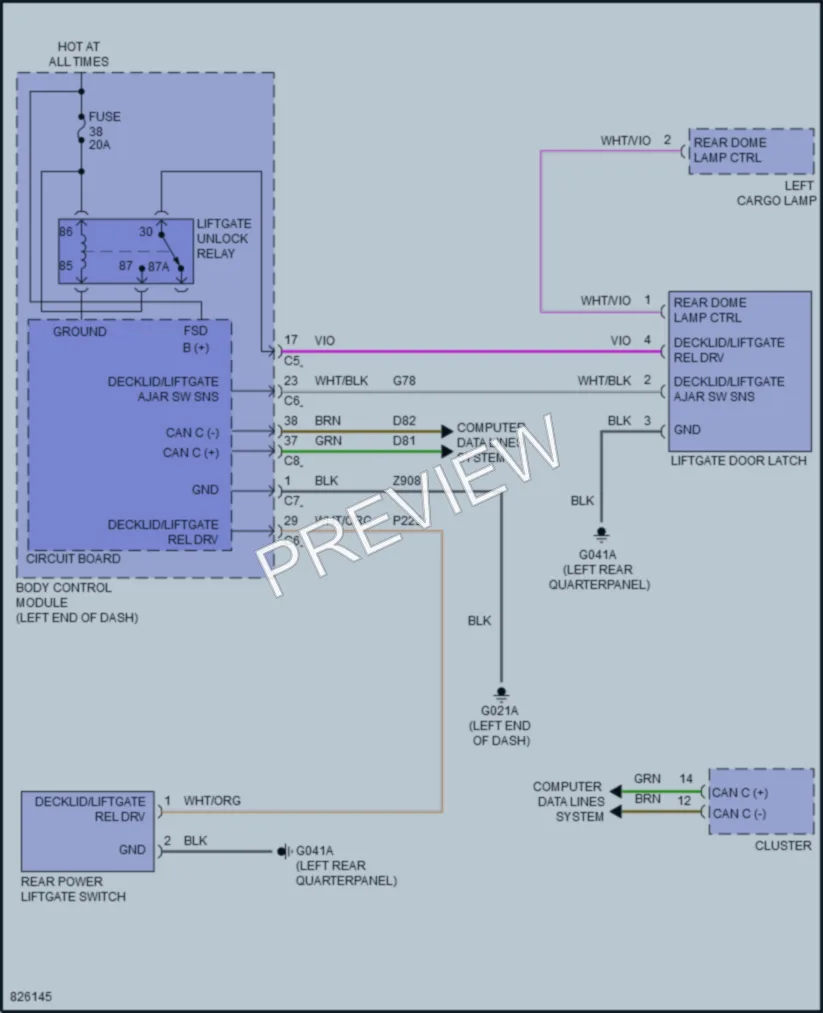 2023 Jeep Renegade Trunk Tailgate Fuel Door wiring diagram preview