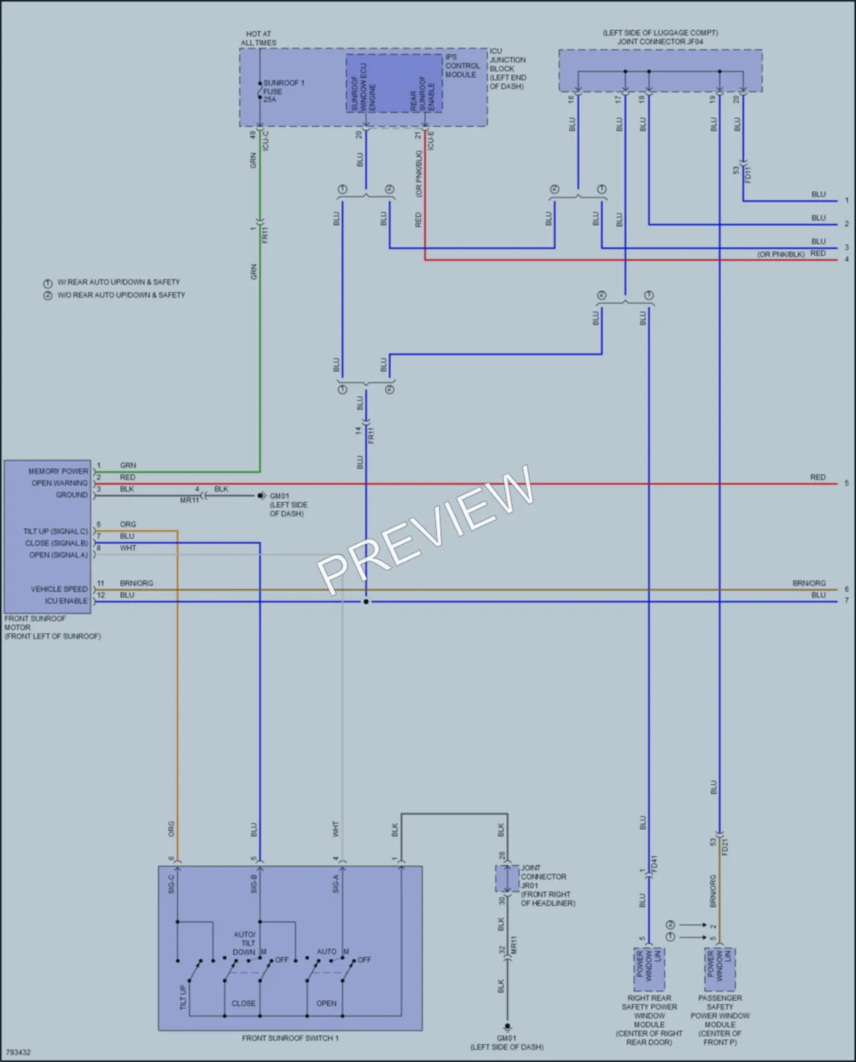 2023 Kia Carnival Power Top Sunroof wiring diagram preview