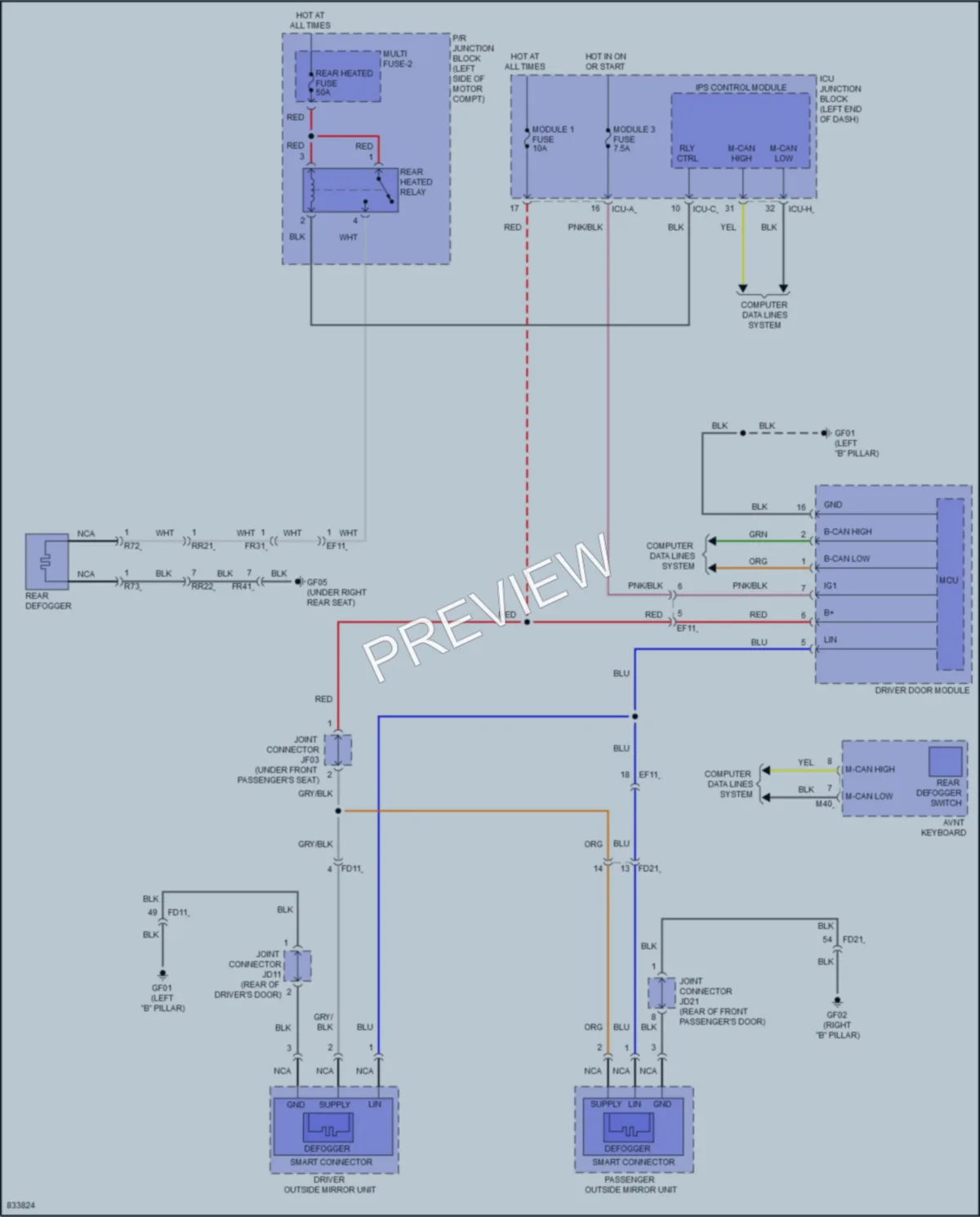 2023 Kia EV6 Defoggers wiring diagram preview